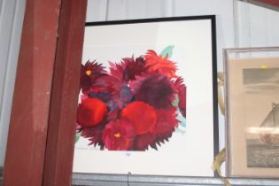 Madelaine David, framed and glazed watercolour sti