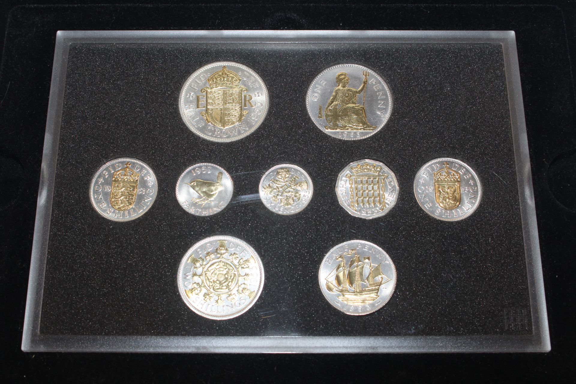 A silver and gilt plated 1953 Coronation coin set, boxed with certificate ands a £1 Beale note - Image 2 of 3