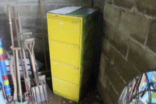 A metal four drawer filing cabinet (painted)