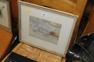 A gilt framed print of Venice