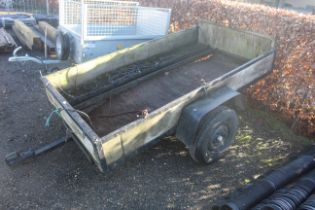 A single axle car trailer fitted with low body woo