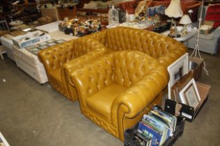 A Chesterfield three piece three seater sofa and t