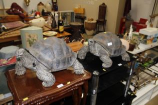 Two fibre glass replica tortoises AF