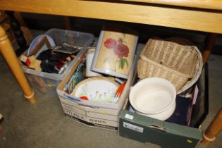 Three boxes of assorted items including waste bins