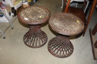 A pair of cane stools