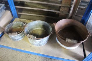 A set of three graduated galvanised buckets with s