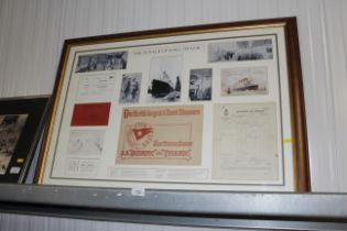 A large framed Titanic memorabilia print