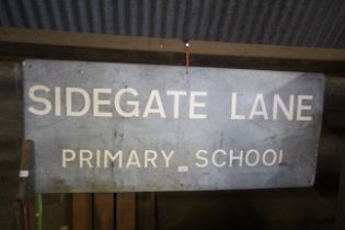 A 'Sidegate Lane Primary School' metal sign, appro
