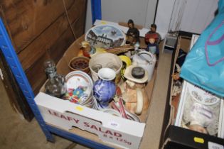 A box china including teapots, glassware etc.