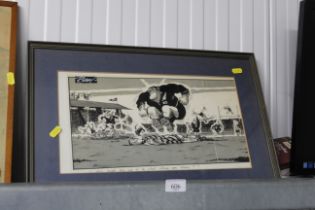 A Paul Rigby framed print depicting the All Blacks