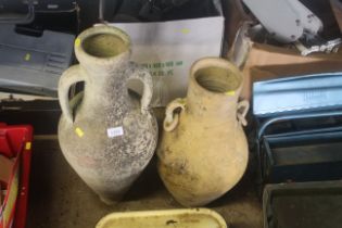 Two twin handled urns