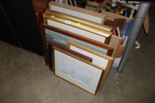 A quantity of pictures and prints including a John Western print