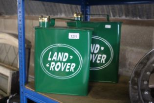 Two Land Rover petrol can styled storage tins (211