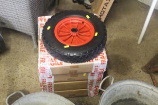 Four as new wheel barrow wheels (3.50-8)