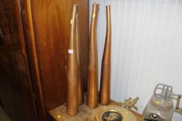 Five shaped copper vases