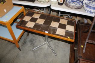 A retro tiled top coffee table