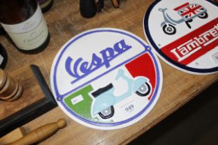 A cast iron Vespa Scooter sign (197)