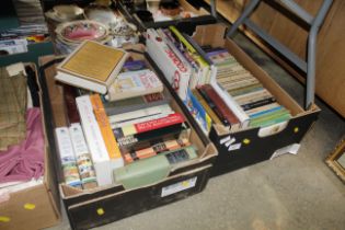 Two boxes of various cookery books etc