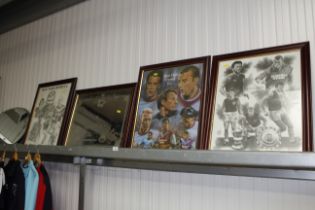 A West Ham United FC decorated mirror and three We