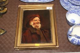 An oil painting of a smiling Cornish fisherman, ci
