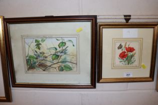 Two watercolours by Cherry King, depicting birds a