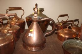 A copper water jug with swing handle