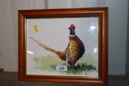 John Ryan, watercolour study of a crowing pheasant