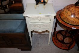 A French design painted two drawer bedside cabinet