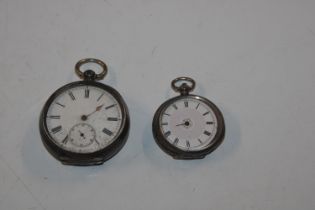A silver cased pocket watch and silver cased fob w