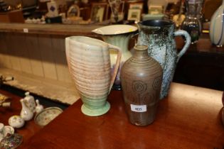 A Studio pottery vase with impress mark and three