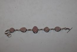 A 925 silver and rose quartz bracelet