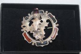An antique Scottish silver and hardstone thistle b