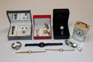 A box of various wrist watches etc.