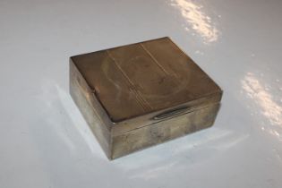 A Mappin and Webb Art Deco silver cigarette box with wooden liner and a silver condiment spoon