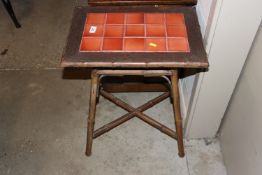 A bamboo tile top occasional table
