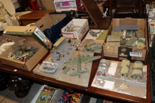 A large collection of WWII model aircraft, buildin