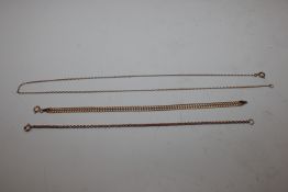A 9ct gold necklace; and two 9ct gold bracelets, a
