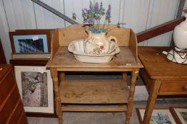 A Victorian stripped pine tray top washstand; and