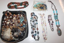 A collection of large bead costume necklaces