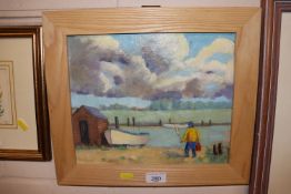 E. Holton, oil on board "Gathering Clouds, Walbers