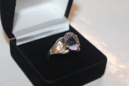 A 925 silver and amethyst ring