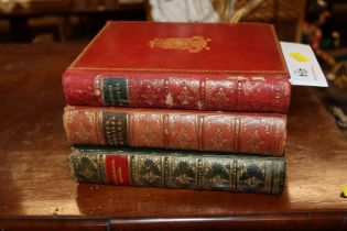 Three leather bound books, Thackeray Pendennis, Sc