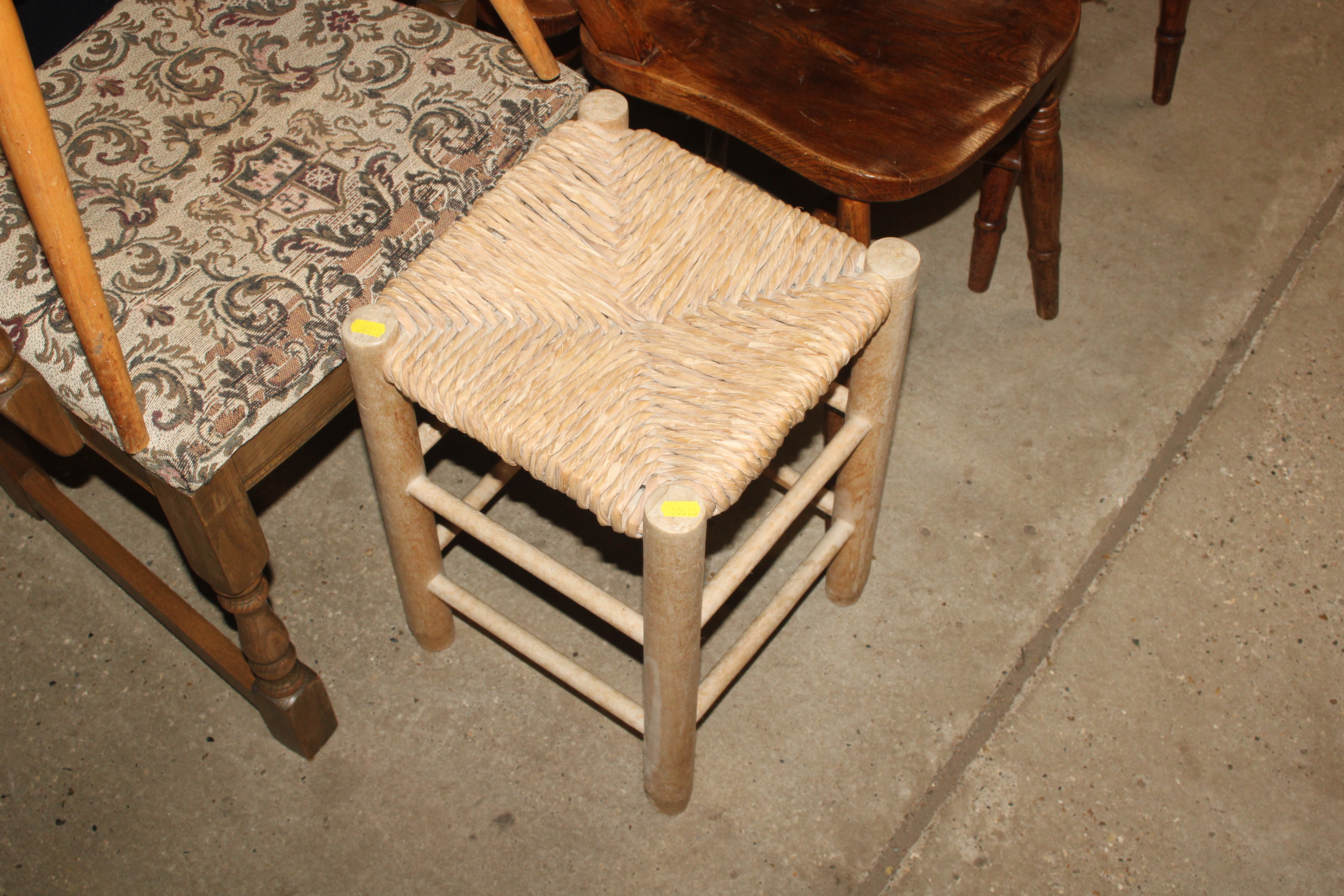 Four bar back elm seated chairs; an Ercol stick ba - Image 3 of 5