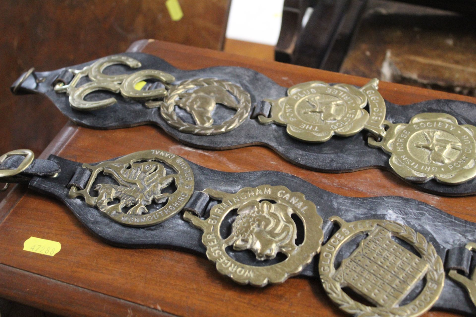 A collection of horse brasses, some on leather str - Image 3 of 3