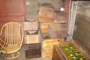 A quantity of various wooden packing crates