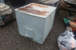 A large galvanised coal bin