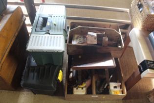 Two plastic tool boxes and contents of various too
