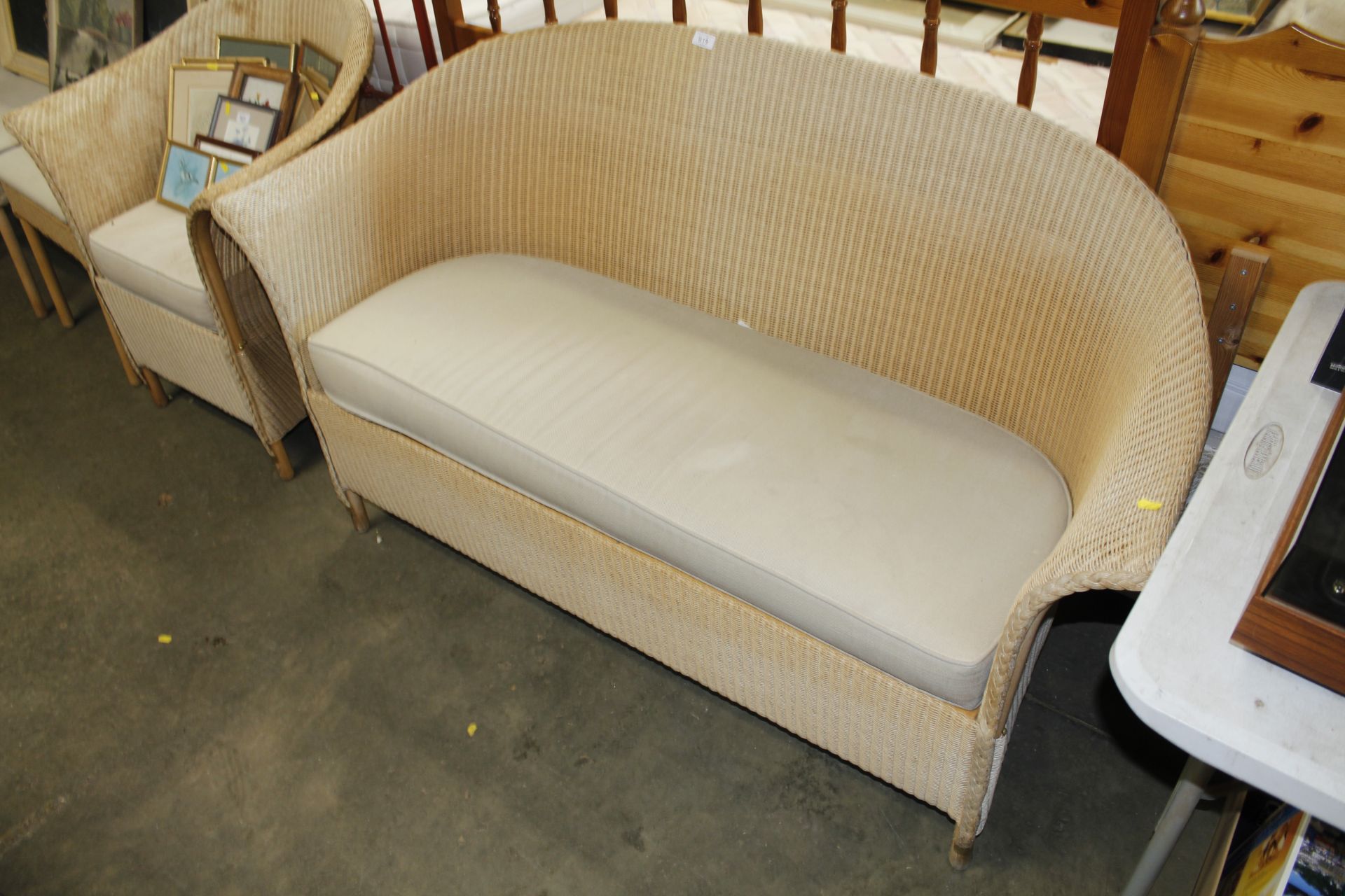 A Lloyd Loom suite comprising two seater settee an - Image 3 of 4