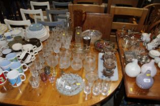 A quantity of various glassware, drinking glasses,