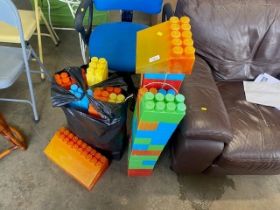 A quantity of large plastic play blocks